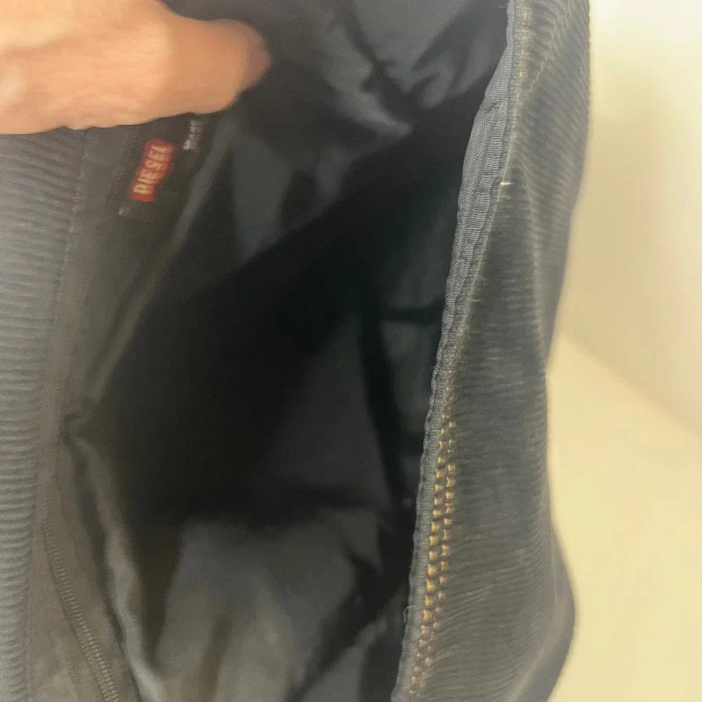 Vintage Diesel Spare Parts Corduroy Crossbody Messenger Bag‎ Black 10 x 14 Flaw